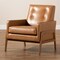 Baxton Studio Perris Mid-Century Modern Tan Faux Leather and Walnut Brown Finished Wood Lounge Chair 175-10869-Zoro - alternate 2
